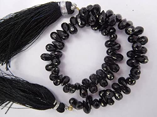 Perles facettées spinelle noir goutte teardrop beads LKBEADS 4x6-6x10mm