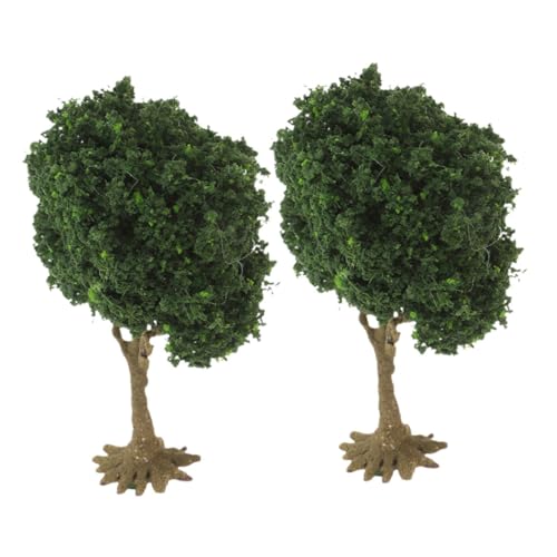 Angoily 2個 微景観装飾ミニチュアツリー 春緑 小型模型用建築素材 簡単立 校模型 デスク飾りに