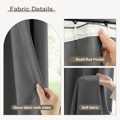 Image of hoeflife Blackout Curtains for Bedroom Room Darkening Curtains for Living Room Ceiling Door Curtain（Gery Drape 1 Panel,W52 x L108