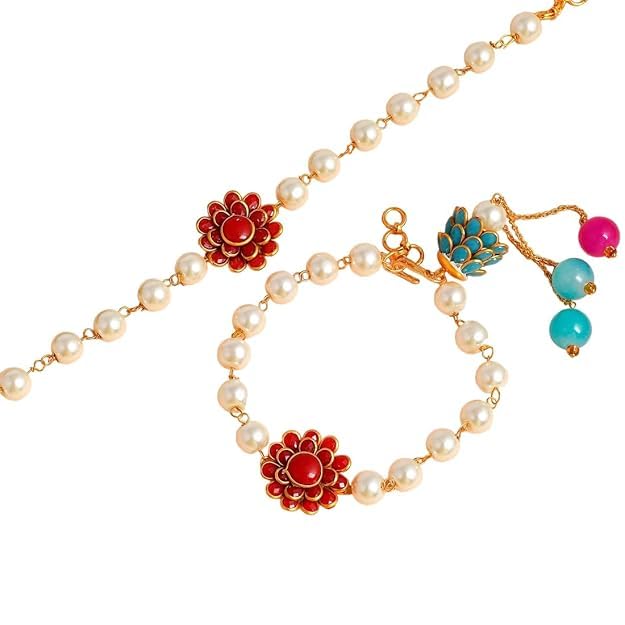 MANBHAR SONS AND JEWELLERS - Elegant Traditional Gold Plated/Rakhi for Men and Women/brother/sister/bhabhi combo set-image-22