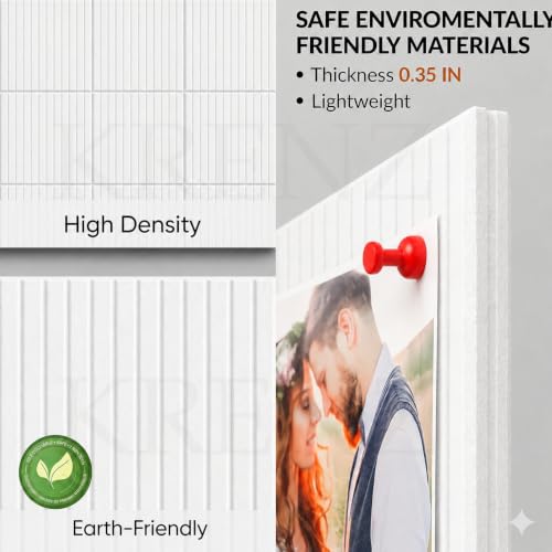 Image of KRENZ Self Adhesive Bulletin Notice Board (30 X 30 Cm) with Drawing Pins List Board for Wall Vision Board for Manifestation Wall Boards Message Board for Office School Collage (6, White Line)