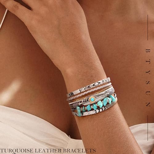 Image of Bracelets for Women, Gifts for Mom Her Christmas Gift 2026 Leather Bracelets for Women Birthday Gift for Daughter Inspirational Wrap Bracelet Sister Friend Teen Girl Gift Layered Stocking Stuffers Jewelry