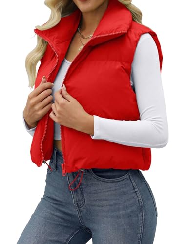 JZC Women's Crop Puffer Vest Lightweight Sleeveless Jacket 2025 Fashion Winter Outerwear Padded Gilet3