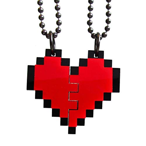 Friendship Pixel Heart Set of 2 Necklaces, BFF Heart Necklace Set, Best Friends 8 Bit Gift Heart Necklace Set, Friend Broken Heart BFF Gift Friendship Pixel Heart Set of 2 Necklaces, BFF Heart Necklace Set, Best Friends 8 Bit Gift Heart Necklace Set, Friend Broken Heart BFF Gift