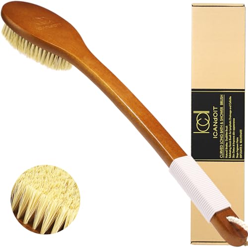 ICANdOIT Curved Handle Bath Brush with Sisal Bristles