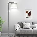 ?Upgraded? Dimmable Floor Lamp, 1000 Lumens LED Edison Bulb Included, Arc Floor Lamps for Living Room Modern Standing Lamp with Linen Shade, Tall Lamps for Living Room Bedroom Office Dining Room-Grey