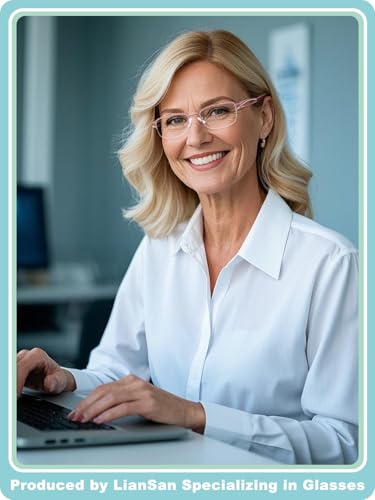 Image of LianSan Metal Zero Top Progressive Multifocus Reading Glasses - for Women Half-Rim Blue Light Blocking Readers Clear Top