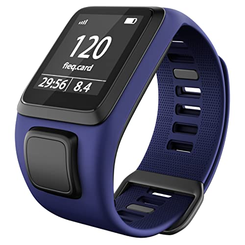 MODJUEGO Correa de repuesto para reloj inteligente TomTom Runner 3 Cardio + Music Watch correa de silicona (azul oscuro)