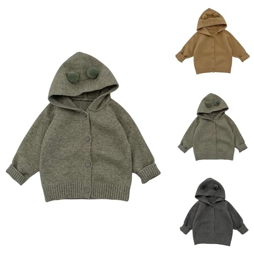 Baby Girls Boy Hooded Knit Cardigans Fall Winter Warm Sweater Cute Causal Comfy Button Down Knitted Jacket for Toddler Kids2
