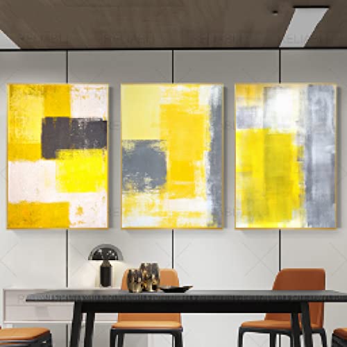 Toile abstraite jaune style scandinave 70x100cm pour la décoration du salon