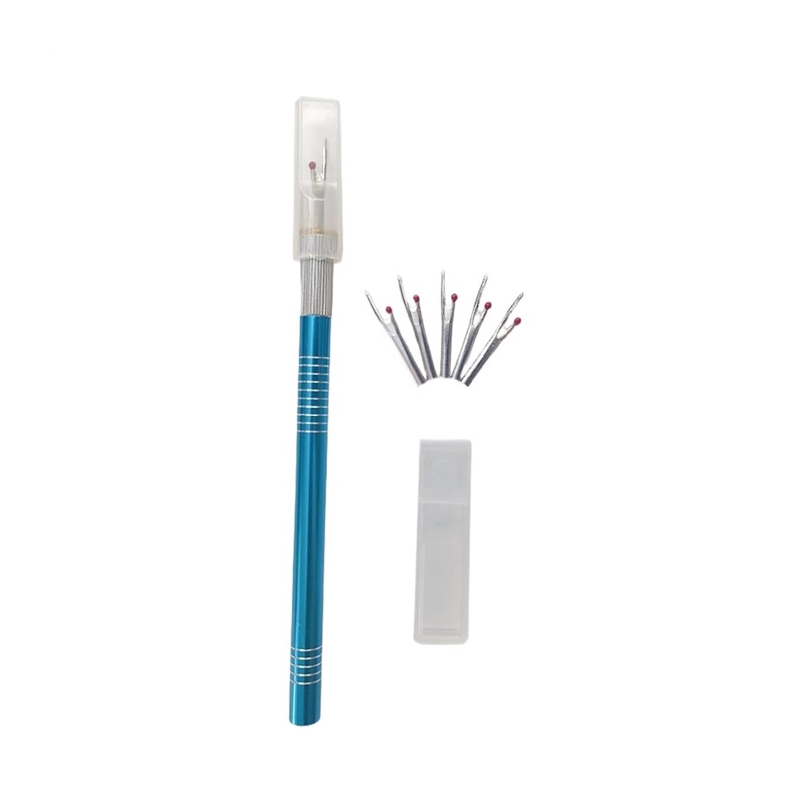 Ylwx Blue+5 Cutterheads High-Carbon Seam Ripper Tool Set, Metal Seam Ripper With Replacement Blade, Aluminum Alloy Handle Remover Clothing Seam Rippers For Sewing (Color : )