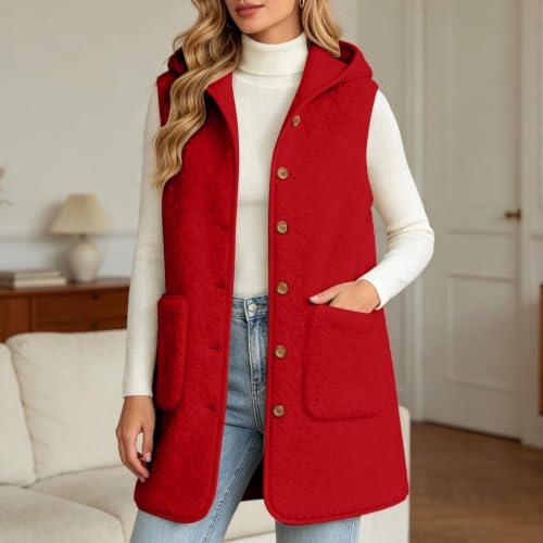 Fleece Vest Women Warm Open Front Sherpa Long Button Down Jackets Vests - image 2