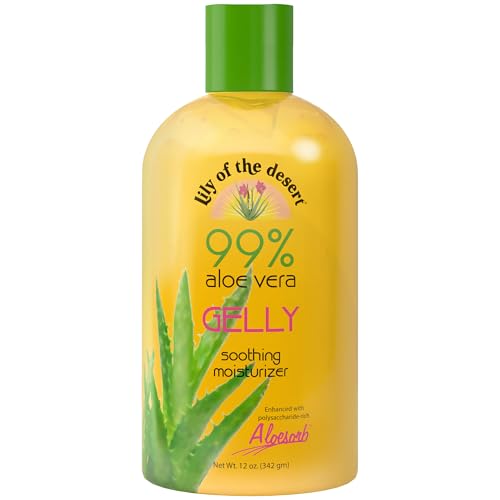 Lily Of The Desert Gelly Moisturizer - 99% Organic Aloe Vera Gel for Skin, After Sun Care with Aloe, Vitamin E Oil, and Vitamin C for Sunburn Relief, 12 Fl Oz : Aloe Vera Herbal Supplements