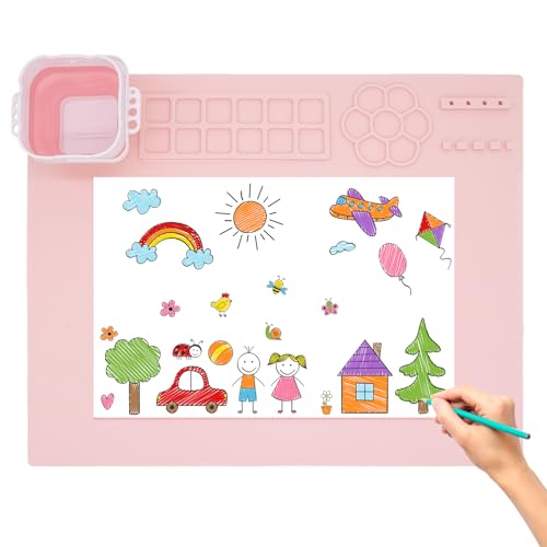 Tapete de dibujo de silicona flexible con espacio y paleta integrada