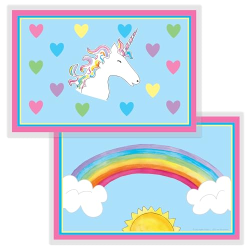 Unicorn and Rainbow Placemat for Kids by Kelly Hughes, Laminated, Made in The USA