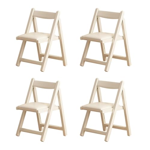HTERBPOY Silla de Comedor Plegable apilable de Madera, cómoda y Duradera, for Interiores y Exteriores.(4 Pack)