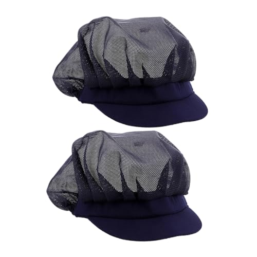 NOLITOY 2pcs Unisex Chef Hat Breathable Cooking Beanie for Kitchen Catering and Food Service Lightweight Washable Navy Versatile Headwear for Chefs Waiters and Bakers
