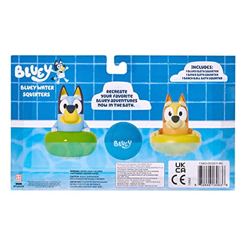 Bluey Badespielzeug: Bluey und Bingo Mit Wasserspritzfunktion und Ball - Offizieller Sammelartikel