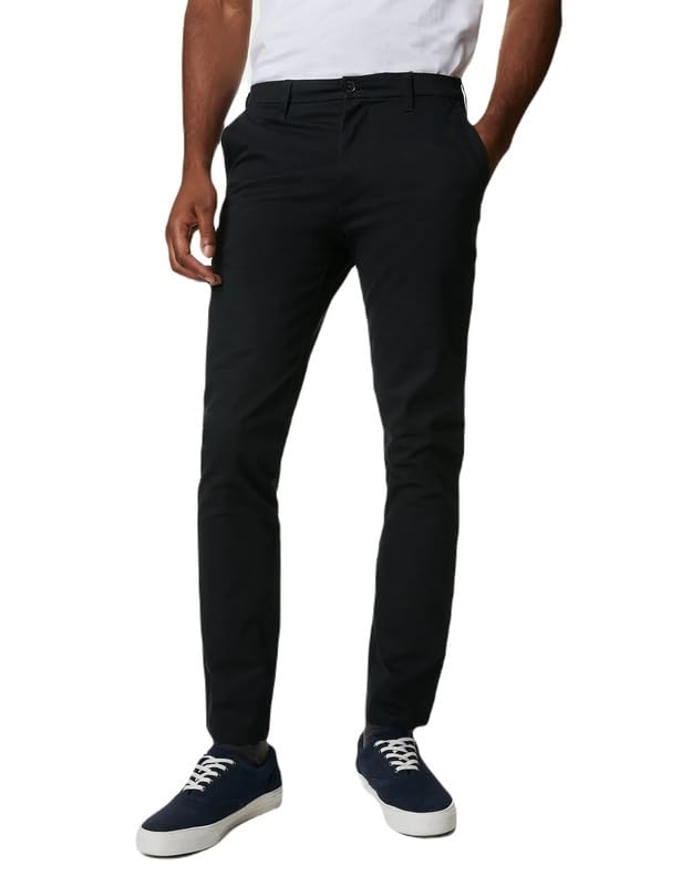 Image of Marks & Spencer Mens Solid Mid Rise Slim Fit Chinos