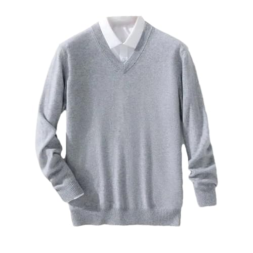 Mnjyihy Men Warm Cashmere Blended Sweater Winter V-Neck Long-Sleeve Soft Thick Knitting Pullover