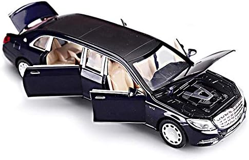 1/24 Big Maybach S600 Toy Car Metal Pull Back Diecast Car with Openable Door and Sound Light, Gifts Toys for Kids【 Multicolor 】