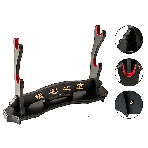 FOXSMZZ Sword Holder Samurai Sword Stand Display Katana Wakizashi Tanto Velvet Padded Wall Hanger Sword Rack (2-Tier) - Image 3