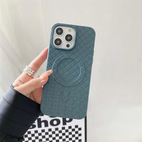 Étui en cuir de luxe gris pour iPhone 14 Pro Max magnétique