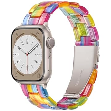 Melyis Pulseira leve de resina para Apple Watch séries 10/9/8/7/6/5/4/3/SE/Ultra 2 1 - arco-íris