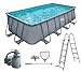 Produktbild Summer Waves Frame Pool Komplettset | Rechteckig 549x274x132 cm Grau | Aufstellpool Set | Gartenpool & Schwimmbecken inkl. Sandfilterpumpe, Bodenvlies, Abdeckplane & Einstiegsleiter