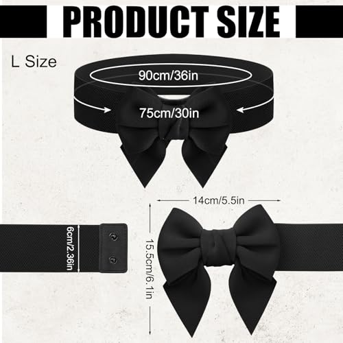 3 Pcs Bow Belts for Women,Red Bow Belt Elastic Waist Belt Women's Vintage Bowknot2
