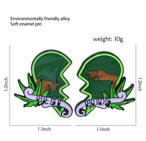Green Splicing Love Broken Heart Enamel Pin Hand of God Meme Stoners Funny Title Best Buds Novelty Marijuana Cannabis 420 Weed Brooch Buttons Jewelry for Jackets Jeans Backpack Cloth Lapel Bag Hat Gift for Lovers Girl Women Boy Men Friends3