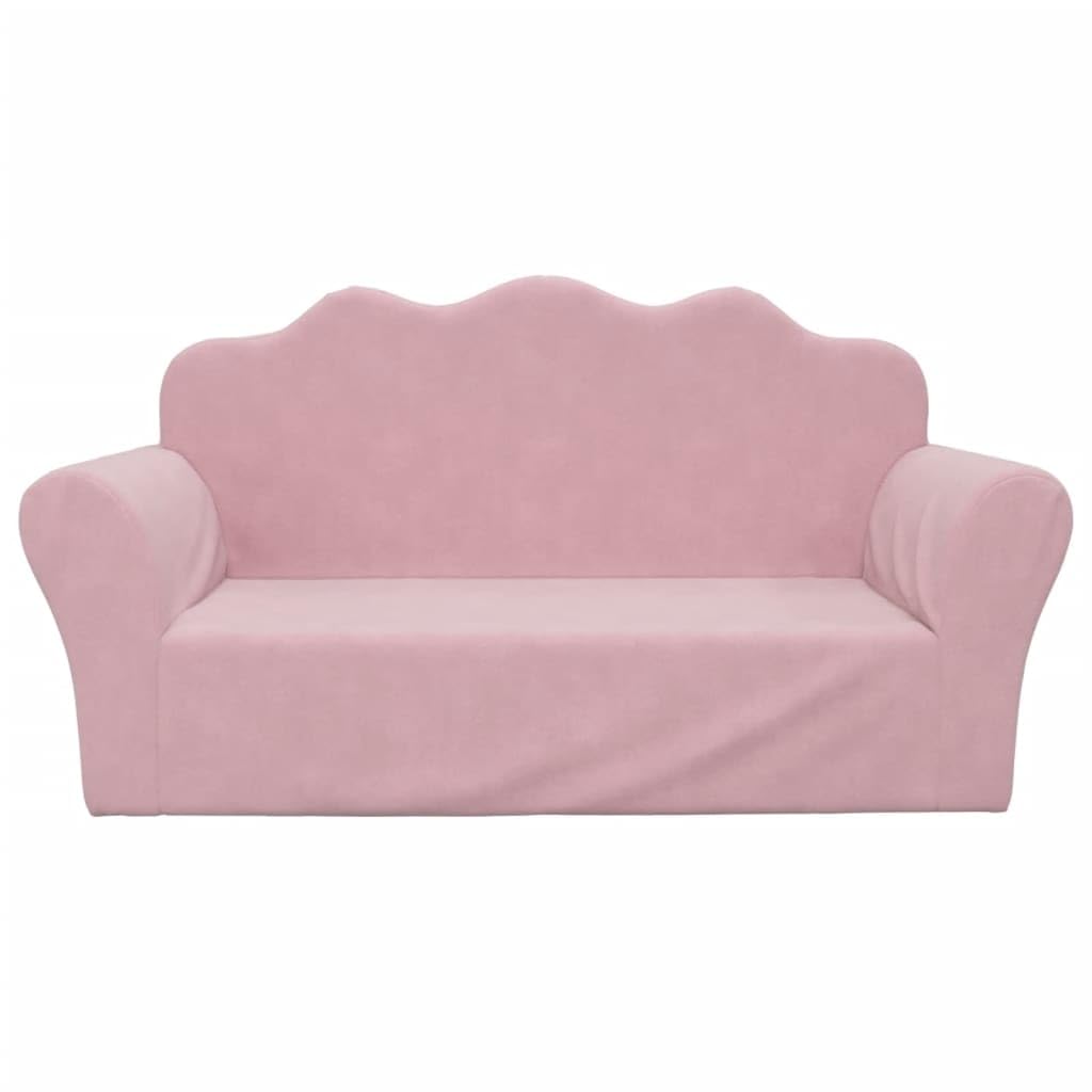 vidaXL Divano per Bambini a 2 Posti Rosa in Morbido Peluche