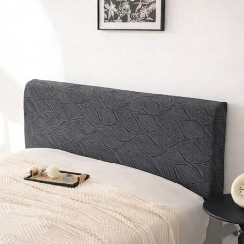 Image of HOMETHREADS Stretchable Lycra /Velvet Headboard Cover | Soft, Dust-Proof & Wrinkle-Resistant Bed Back Protector | Fits Leather, Wooden & Fabric Bedsides | for 6ft to 6.5ft Beds (Grey, 178x65Cm)