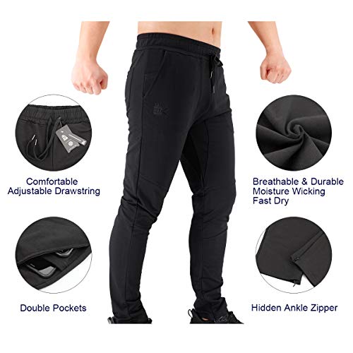 BROKIG Mens Jogger Sport Pants, Casual Zipper Gym Workout Sweatpants Pockets4