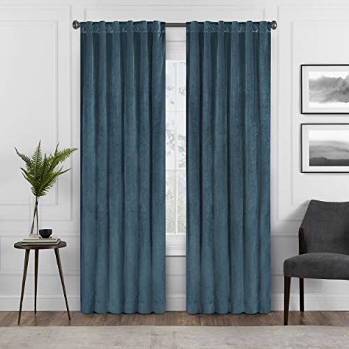 Eclipse Harper Cortinas de Terciopelo con Bolsillo para Barra para recámara, Panel Individual, 127 x 213 cm, Color Verde Azulado
