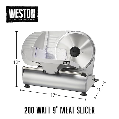 Weston Electric Meat Cutting Machine, Deli & Food Slicer, Adjustable Slice Thickness, Non-Slip Suction Feet, Removable 9” Stainless Steel Blade, Easy to Clean by Weston - Image 8