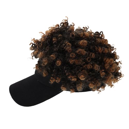 MUCKLILY Party Afro Wig Hat Short Curly Synthetic Hair for Women Comfortable Cap with Faux Hair for Halloween Cosplay Daily Use Unique African Style Easy Wear Design