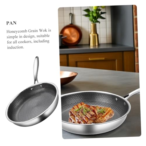 Wok de acero inoxidable con inducción y diseño de panal miniatura 3
