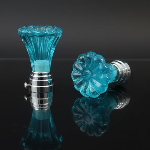 Image of Atlantic Curtain Rod Finials Set of 4 - Flower Style Decorative Textured Resin Finials for Standard Drapery Rods, Aqua Blue