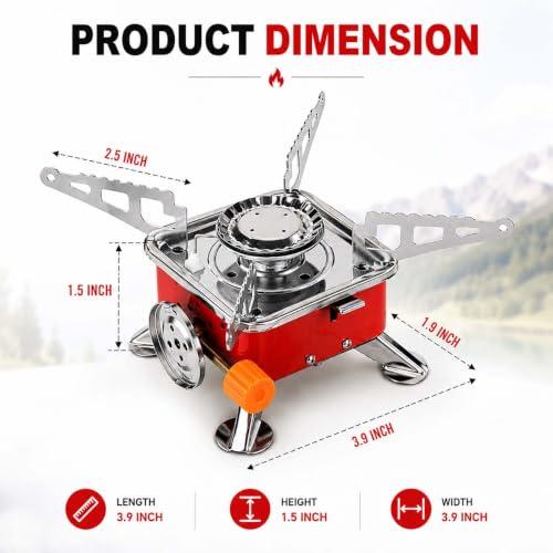 Image of Portable Gas Stove Camping Cooking Set, Small Gas Stove For Travelling Light Weight Gas Burner (1 Gas stove + 1 Gas Canister)