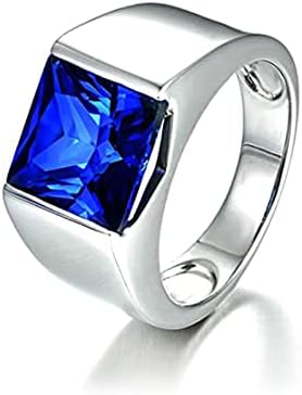 ATTA GEMS Mens Rings Rings for Men Men Custom Ring 4.3Ct Emerald Sapphire With Green Blue Gem Stone 14K White Gold Plated Men Ring Gift 925 silver Band
