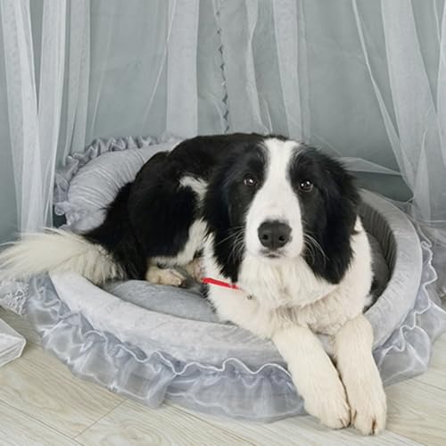 Kalttoy Princess Haustierbett mit abnehmbarem Kissen, rosa Schleifen, elegantes Bett für Haustiere