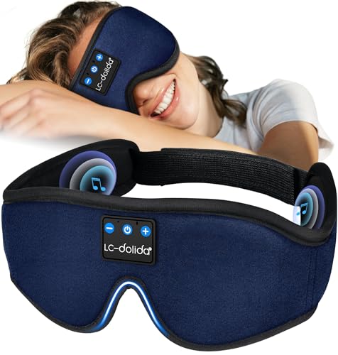 Image of LC-dolida Sleep Headphones, Sleep Mask Bluetooth Wireless Music Eye Mask, Sleeping Headphones for Side Sleepers Sleep Mask with Bluetooth Headphones Ultra-Thin Stereo Speakers Perfect for Sleeping