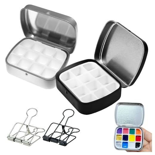 2 Piezas Paleta Acuarela Paleta Humeda Mini portátil Caja Acuarelas Paleta Vacia de 12 Espacios para Sujetar Acuarelas y Óleos para Dibujar y Pintar en Casa y en Excursiones Al Aire Libre