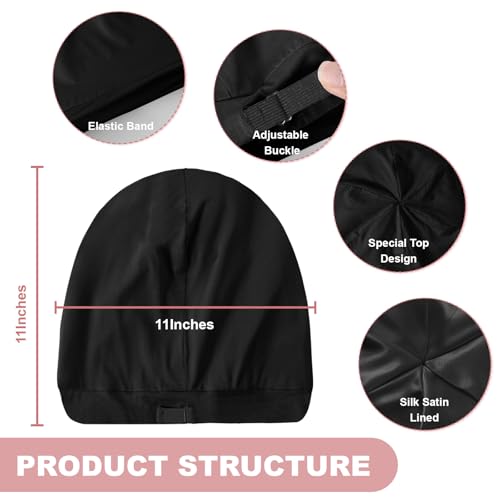Image of ZHENSILK Silk Bonnet for Sleeping Women, Adjustable Silky Satin Lined Sleep Cap, Silk Hair Wrap Slouch Beanie Hat
