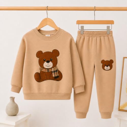 Image of Kids Winter Teddy Fleece Sweatshirt & Jogger Set for Kids Boys Girls