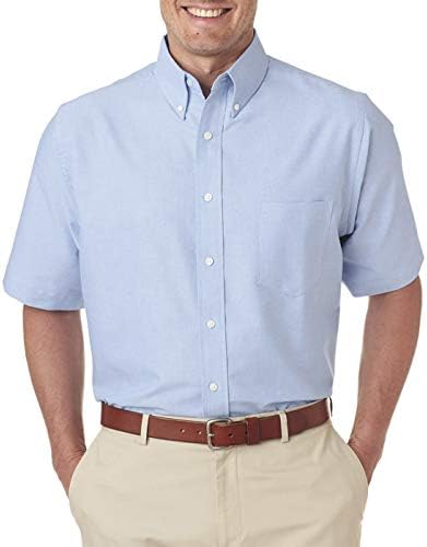 UltraClub 8972 Short-Sleeve Oxford Dress Shirt Light Blue X-Large