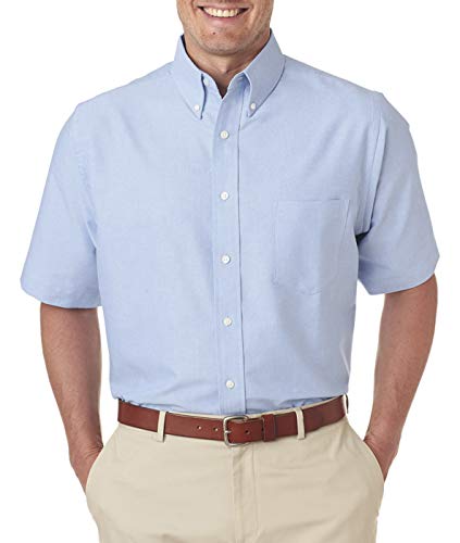 Ultraclub 8972 Short-Sleeve Oxford Dress Shirt Light Blue X-Large #TOP7