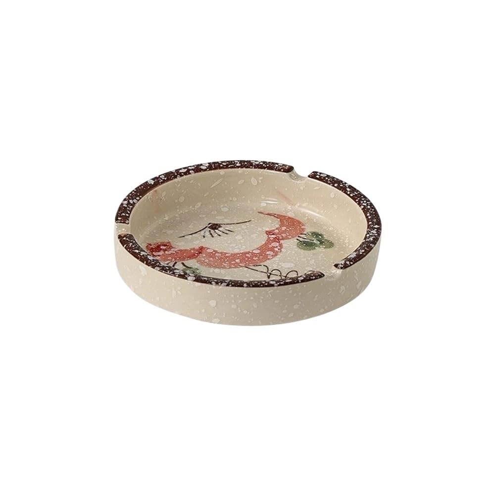 Indoor Decorative Ceramic with Graphics Ashtray Chinese Style Tabletop Round Shape, for Home Office Outdoor Balcony for Desktop