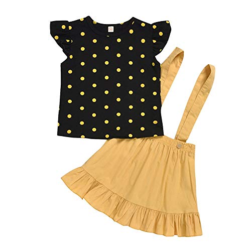 BOBORA Conjunto de roupas de bebê meninas, T-shirt sem mangas com bolinhas e saia por 1-6 anos
